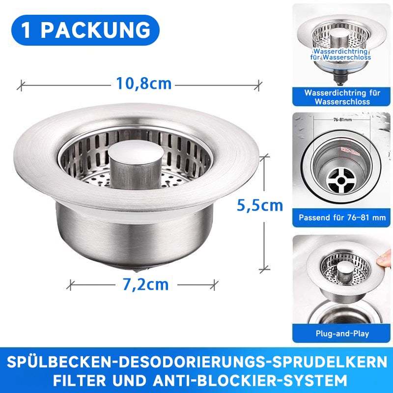 🔥 Last Day 49% Off – Improved 3-in-1 Drain Screen for Kitchen Sink