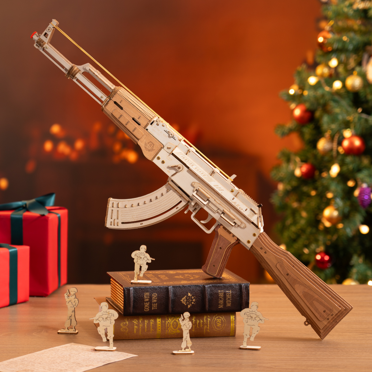 🔫ROKR AK-47 Assault Rifle Gun Toy 3D Wooden Puzzle LQ901🎁