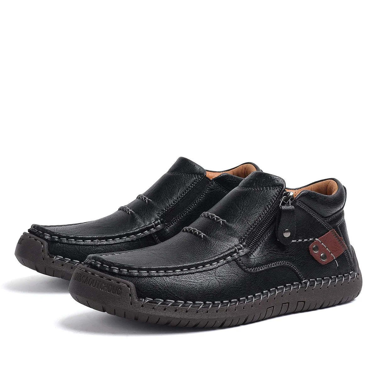 ⏰Limited Time Sale 50% OFF-Men’s Handmade Premium Leather Slip-On Driving Boots – Wide Toe, Arch Support