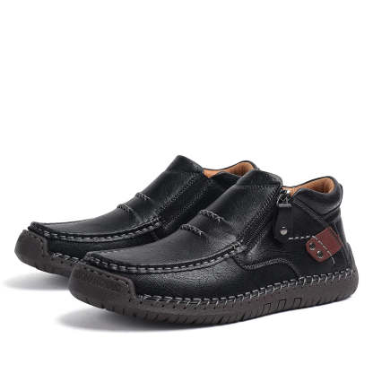 ⏰Limited Time Sale 50% OFF-Men’s Handmade Premium Leather Slip-On Driving Boots – Wide Toe, Arch Support