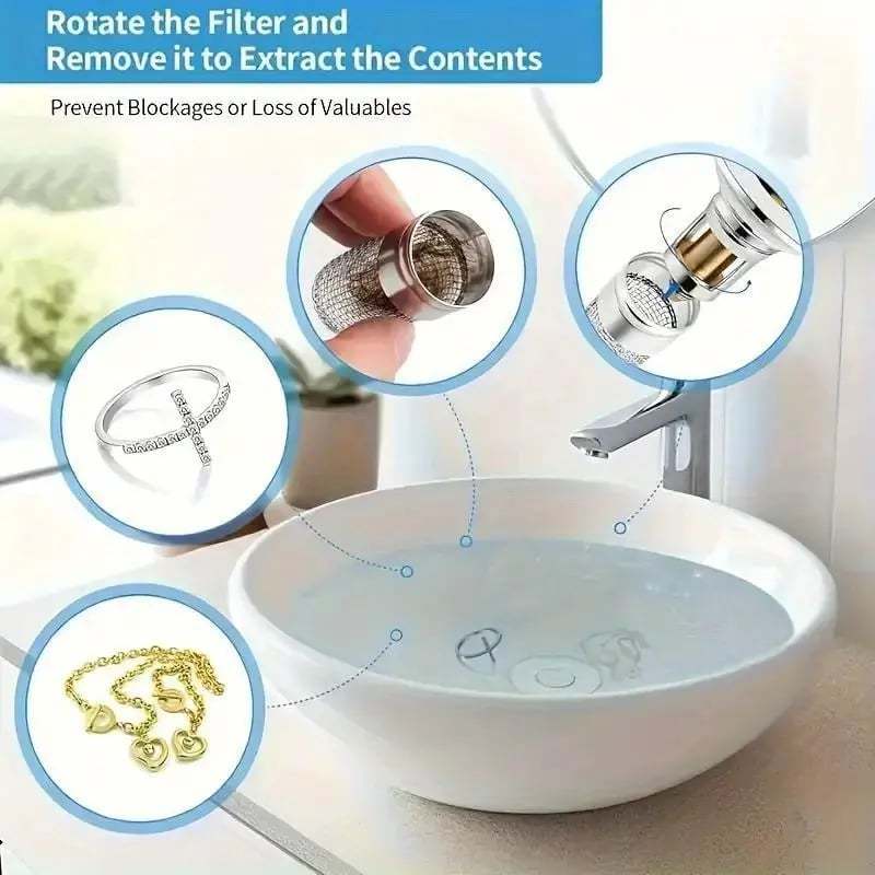 🔥 Bathroom Sink Stopper Hair Catcher, Universal Pop Up Sink Drain Filter with Stainless Steel Filter Basket, Bathroom Sink Drain Strainer