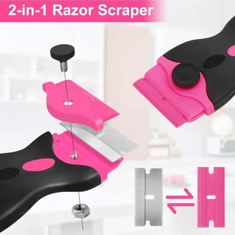 🔥2-in-1 Scraper Tool Set （with 20Pcs Razor Blades） ， Removing Window Labels