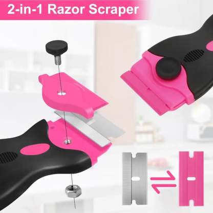 🔥2-in-1 Scraper Tool Set （with 20Pcs Razor Blades） ， Removing Window Labels