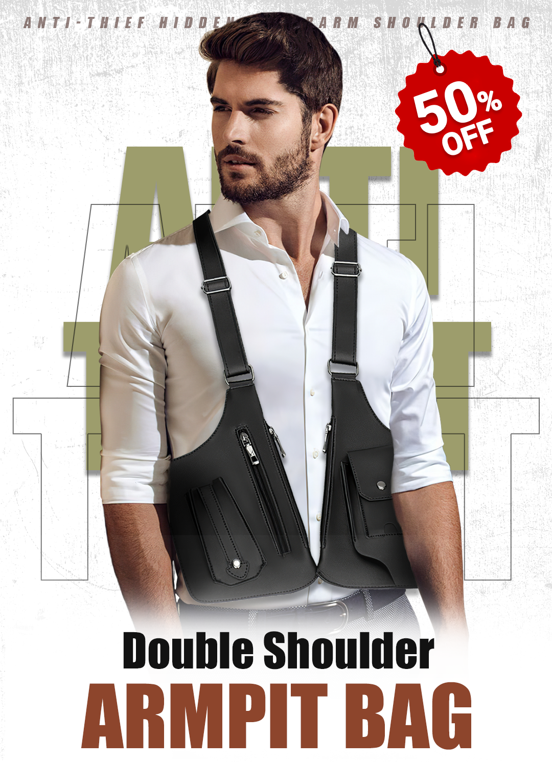 ⏳Limited-time 50% off⏰Double Shoulder Strap Multi-Pocket Outdoor Anti-Theft Tactical Bag💼