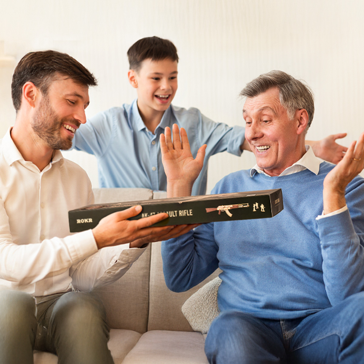 🔫ROKR AK-47 Assault Rifle Gun Toy 3D Wooden Puzzle LQ901🎁