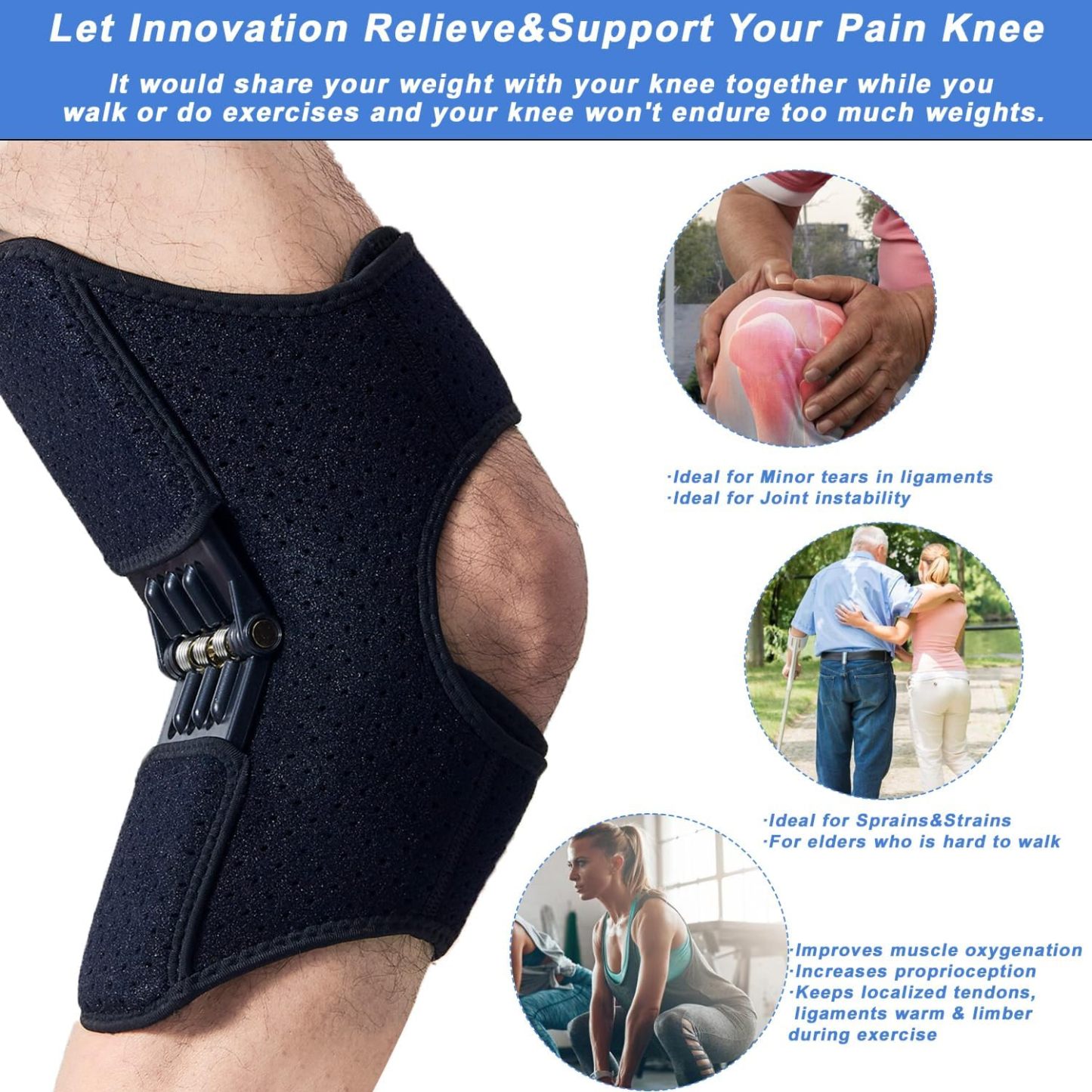 🔥Hot Sale🔥Enhanced Knee Brace Stabilizer - Adjustable Triple-Spring Support for Squats, Climbing & Recovery