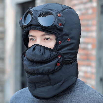 🔥LAST DAY 50% OFF🎿❄️ Winter Thermal Hat with Glasses Windproof Ski Mask Cap Fashion Warm Hat for Cycling✨