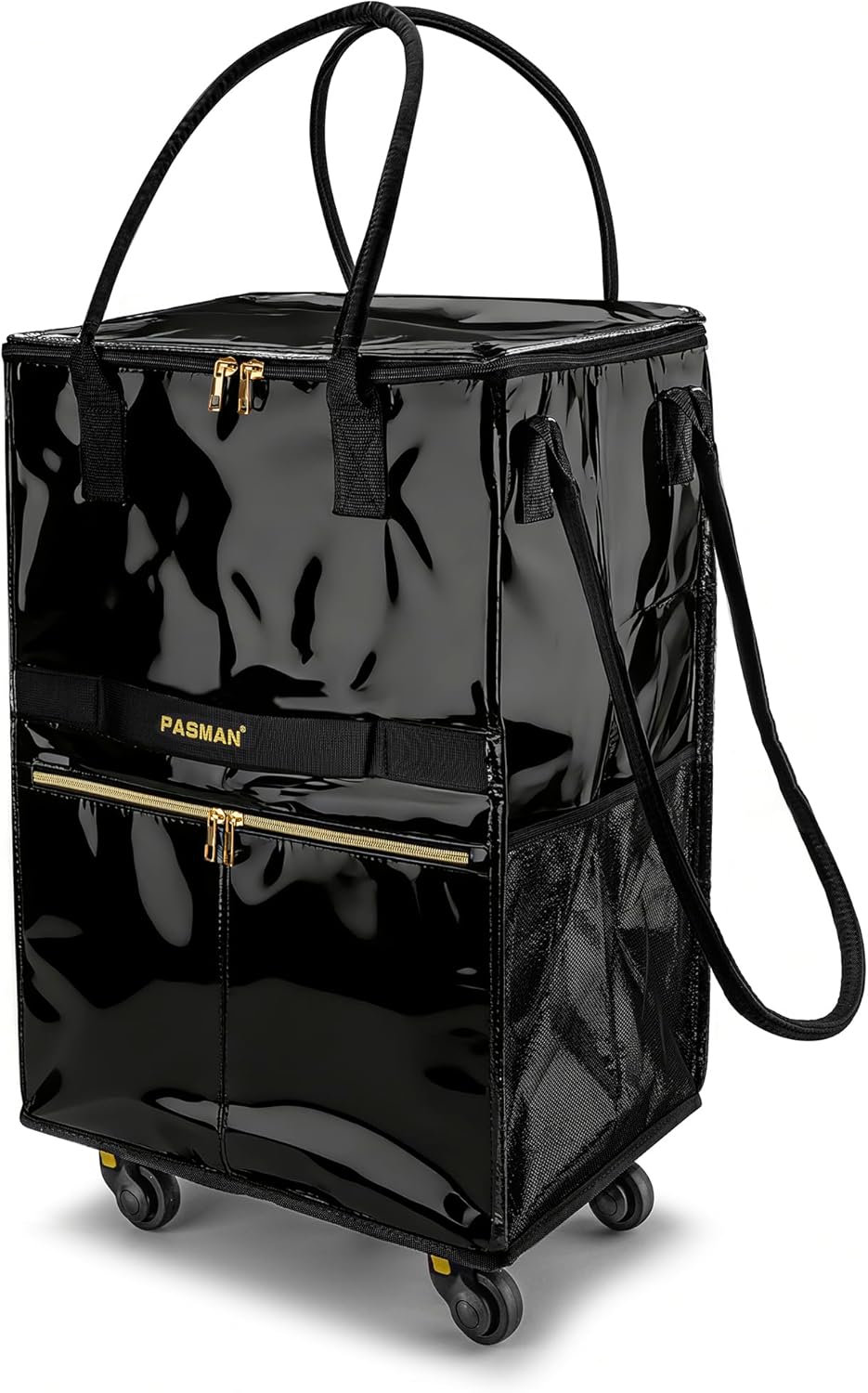 HK Rolling Tote Bag with Zip Top & Button Closure