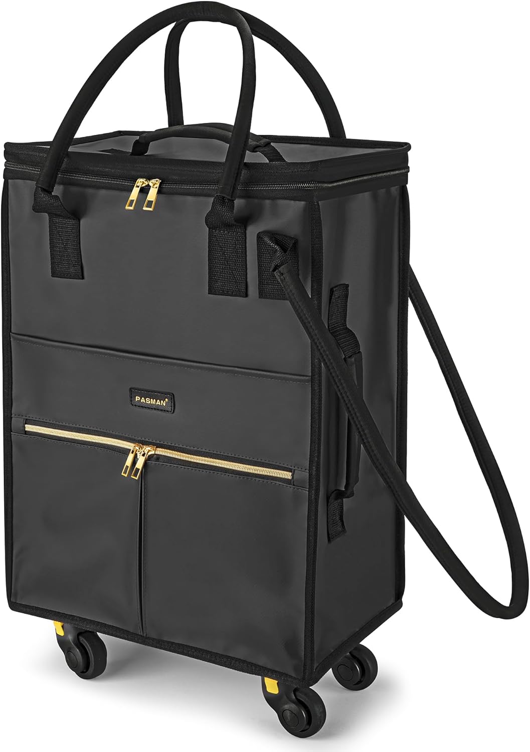 HK Rolling Tote Bag with Zip Top & Button Closure