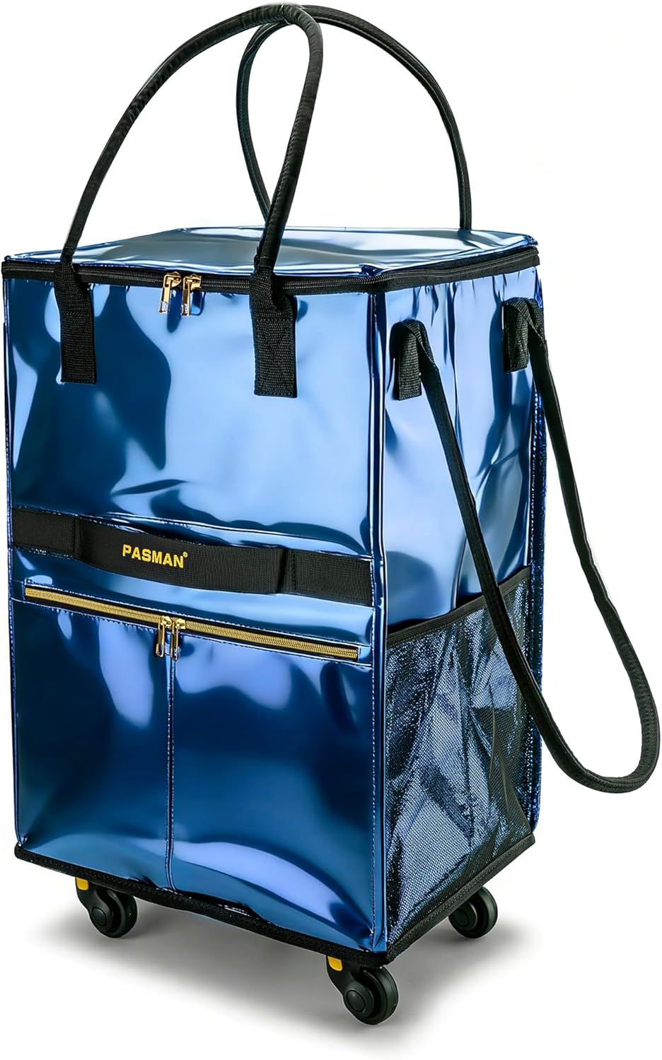 HK Rolling Tote Bag with Zip Top & Button Closure