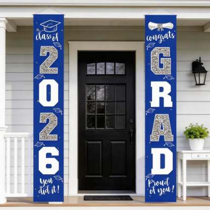 🔥2026 LAST DAY 49% OFF - 🎓Class of 2026 Graduation Banner | Congrats Grad Front Door Porch Decor for Graduation Party (✨Set of 2)