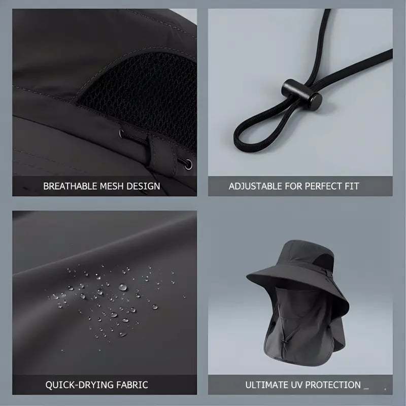 🌞Spring/Summer Fisherman's Hat Detachable Outdoor Sun-Protective Face Covering🏕️ (Adjustable & Lightweight Comfort & Unisex Fit)