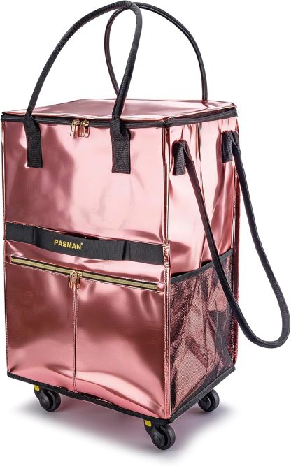 HK Rolling Tote Bag with Zip Top & Button Closure