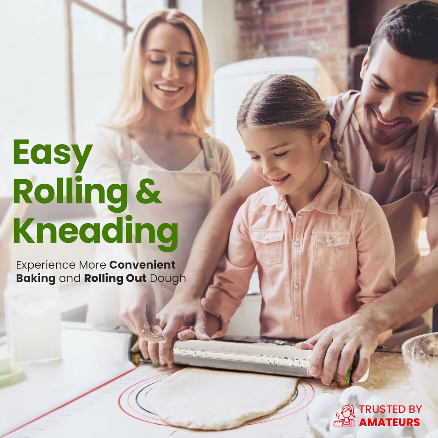 Stainless Steel Rolling Pin With Adjustable Thickness Rings