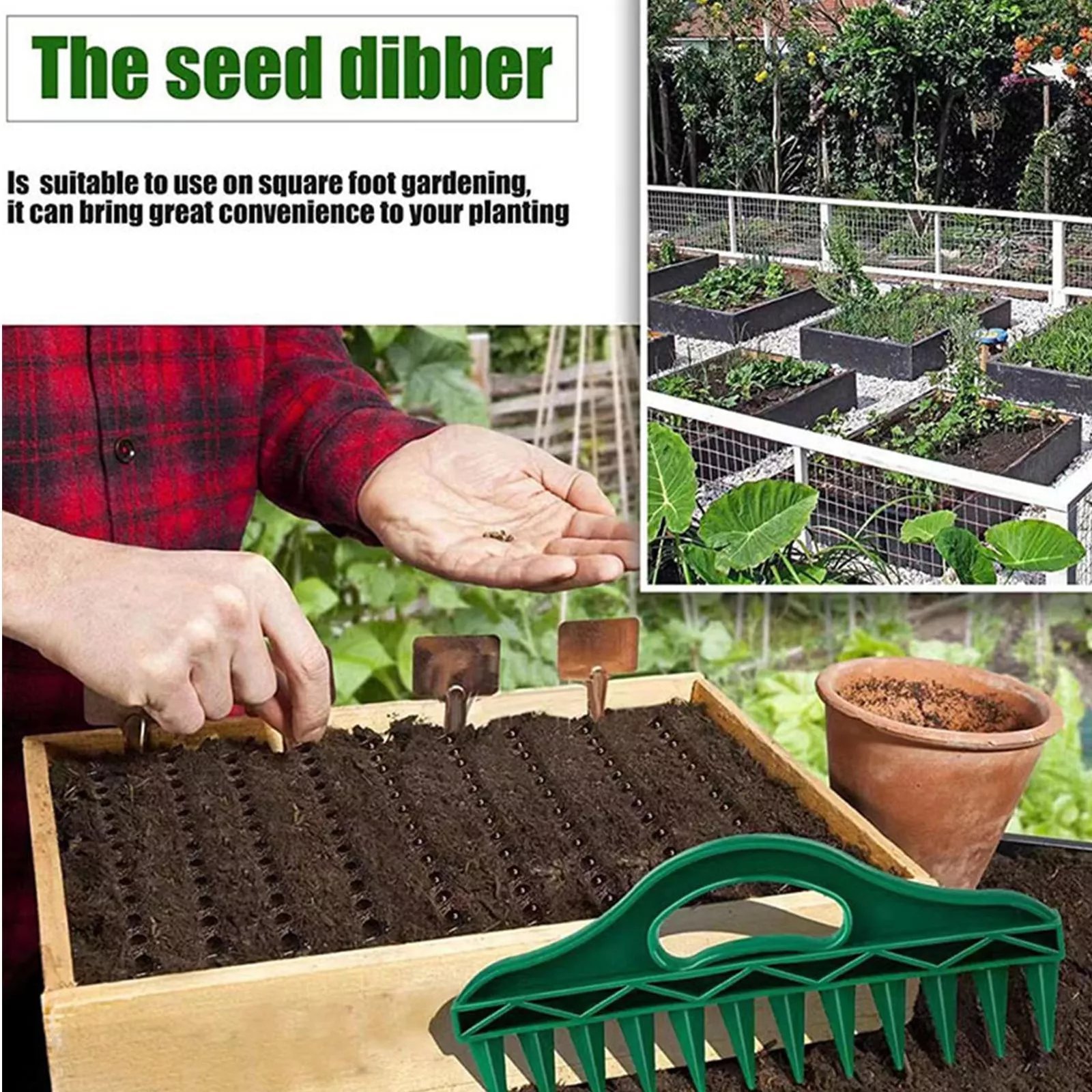 🌱Garden Seed Spacer & Dibbler – 12-Hole Precision Planting Tool