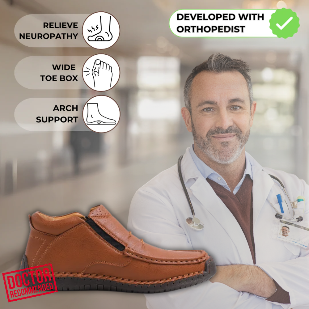 ⏰Limited Time Sale 50% OFF-Men’s Handmade Premium Leather Slip-On Driving Boots – Wide Toe, Arch Support