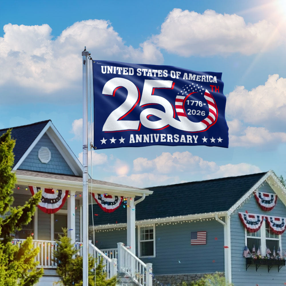 Patriotic 250th Anniversary 1776 2026 United States of America Semiquincentennial Grommet Flag