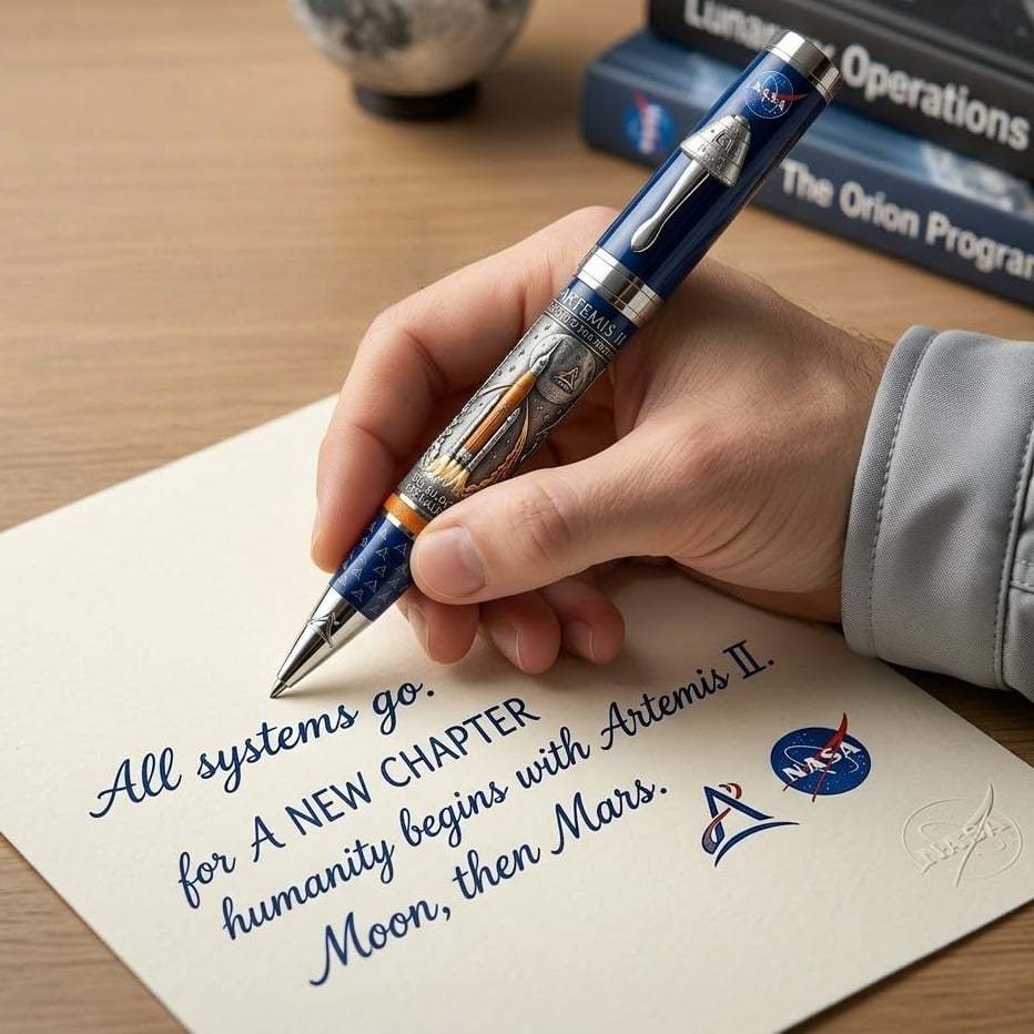 👨‍🚀Handmade Artemis II SLS Back to THE Moon Commemorative Pen🚀✍️Hand-Carved 3D Details — No Stickers, No Compromises