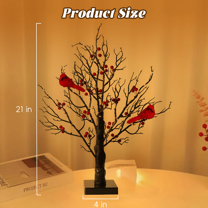 🏆LAST DAY SALE 49% OFF -  Vintage Glowing Cardinal Tree With Berries