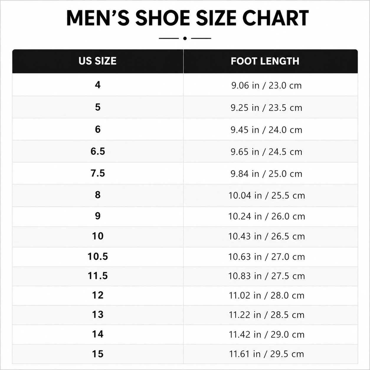 Safety loafers size chart measurements guide