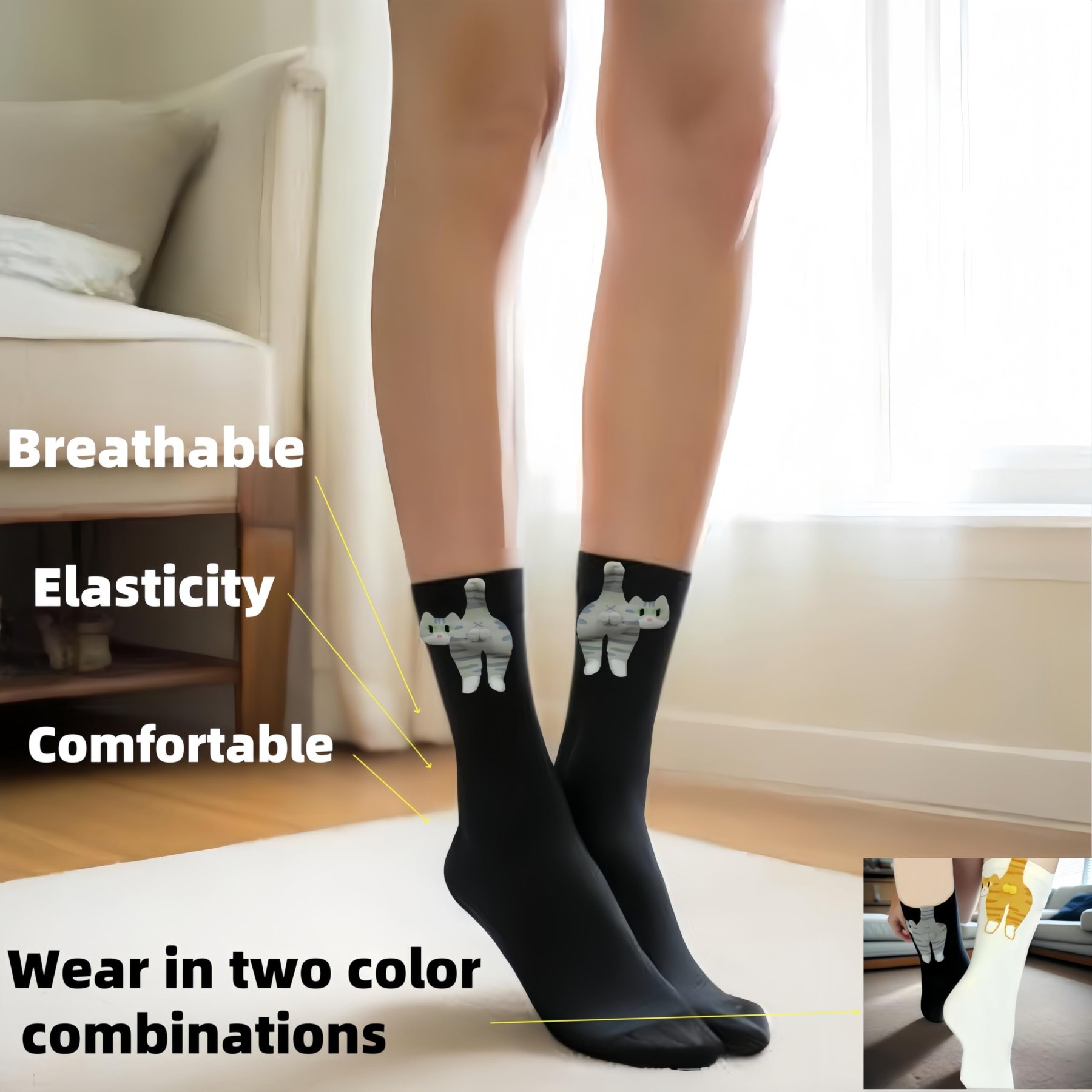 HOT SALE 🔥3D Cat Socks with Fuzzy Balls!