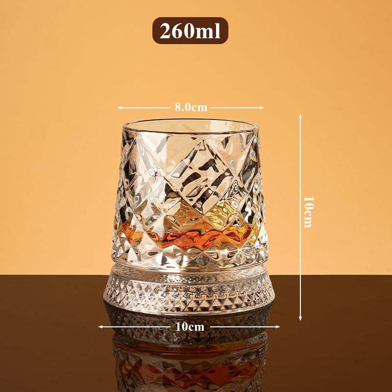 Rotating Crystal Whiskey Tumbler Glass