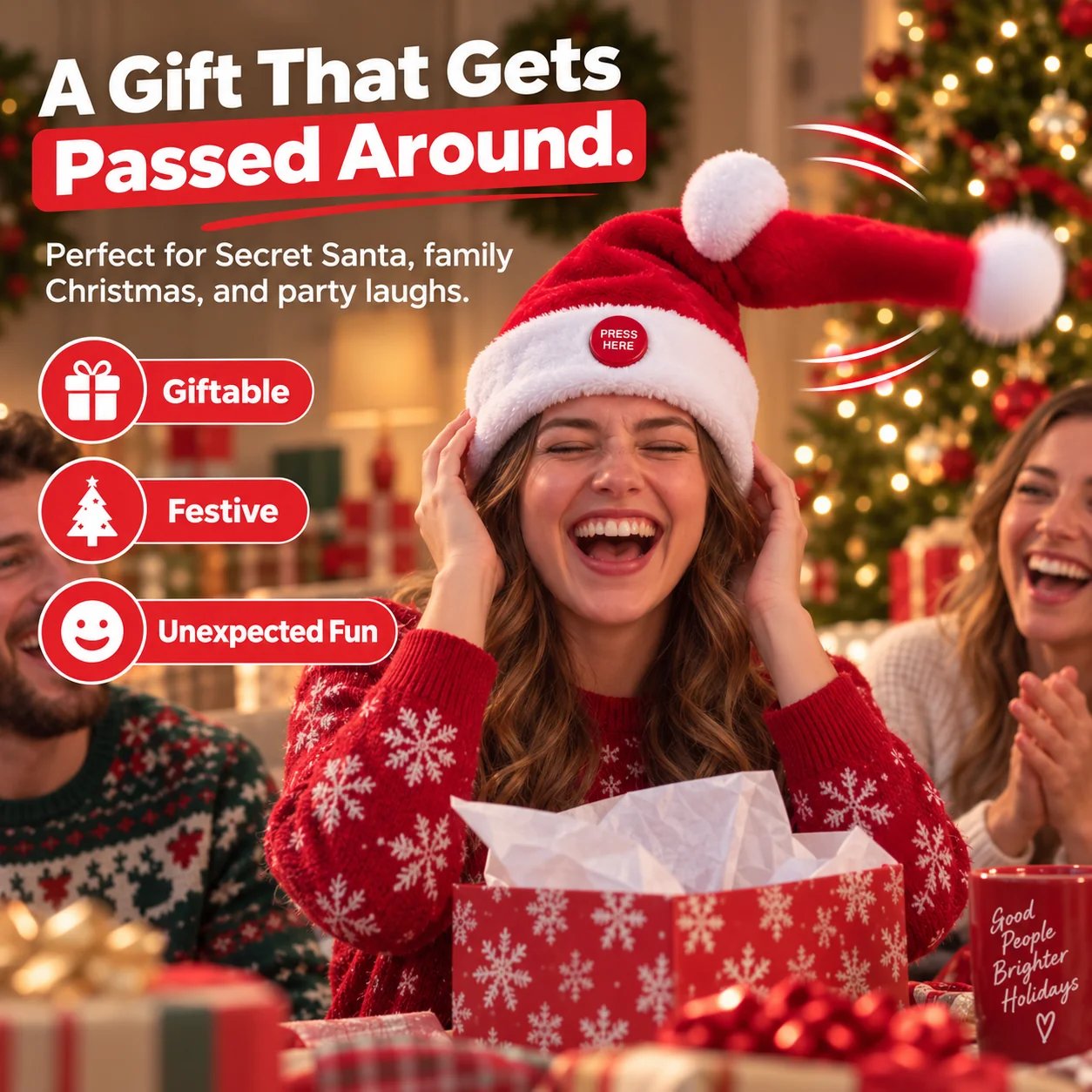 🏆Limited Time Sale 49% OFF🎅 🤣 Singing & Dancing Santa Hat – The Ultimate Christmas Party Starter