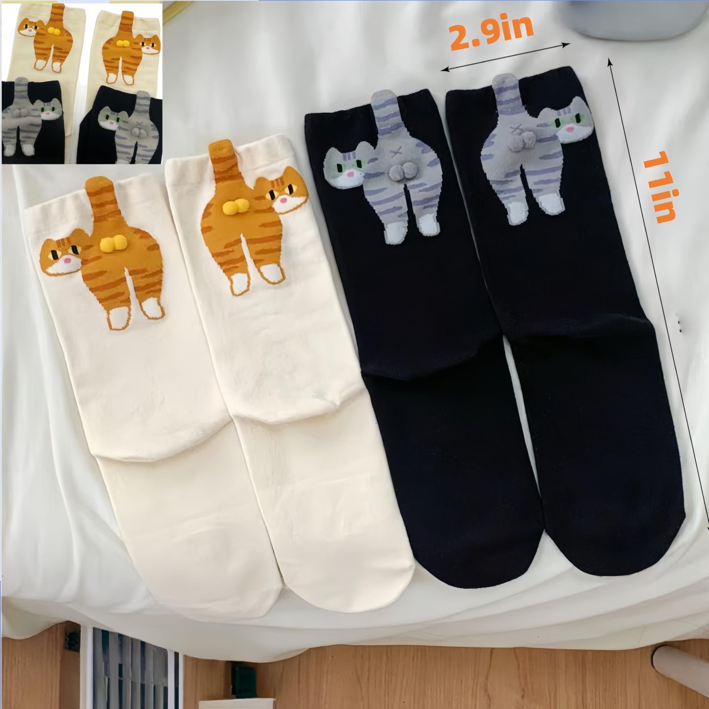 HOT SALE 🔥3D Cat Socks with Fuzzy Balls!