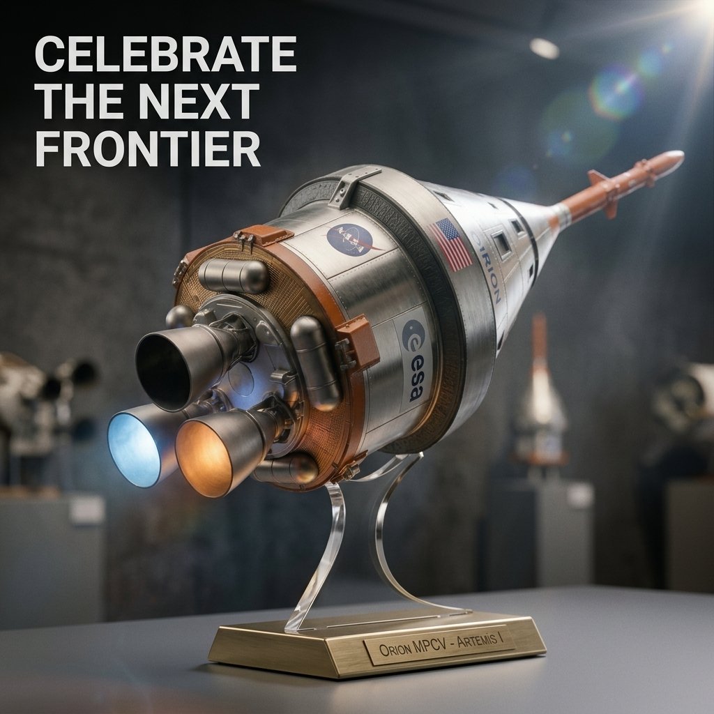 🔥Hot Sale🛰️Precision NASA Orion Spacecraft Model - High-Detail Metal Composite Replica with Pulsing LED Light Base