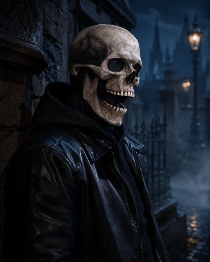 Full head skull mask/helmet with movable jaw