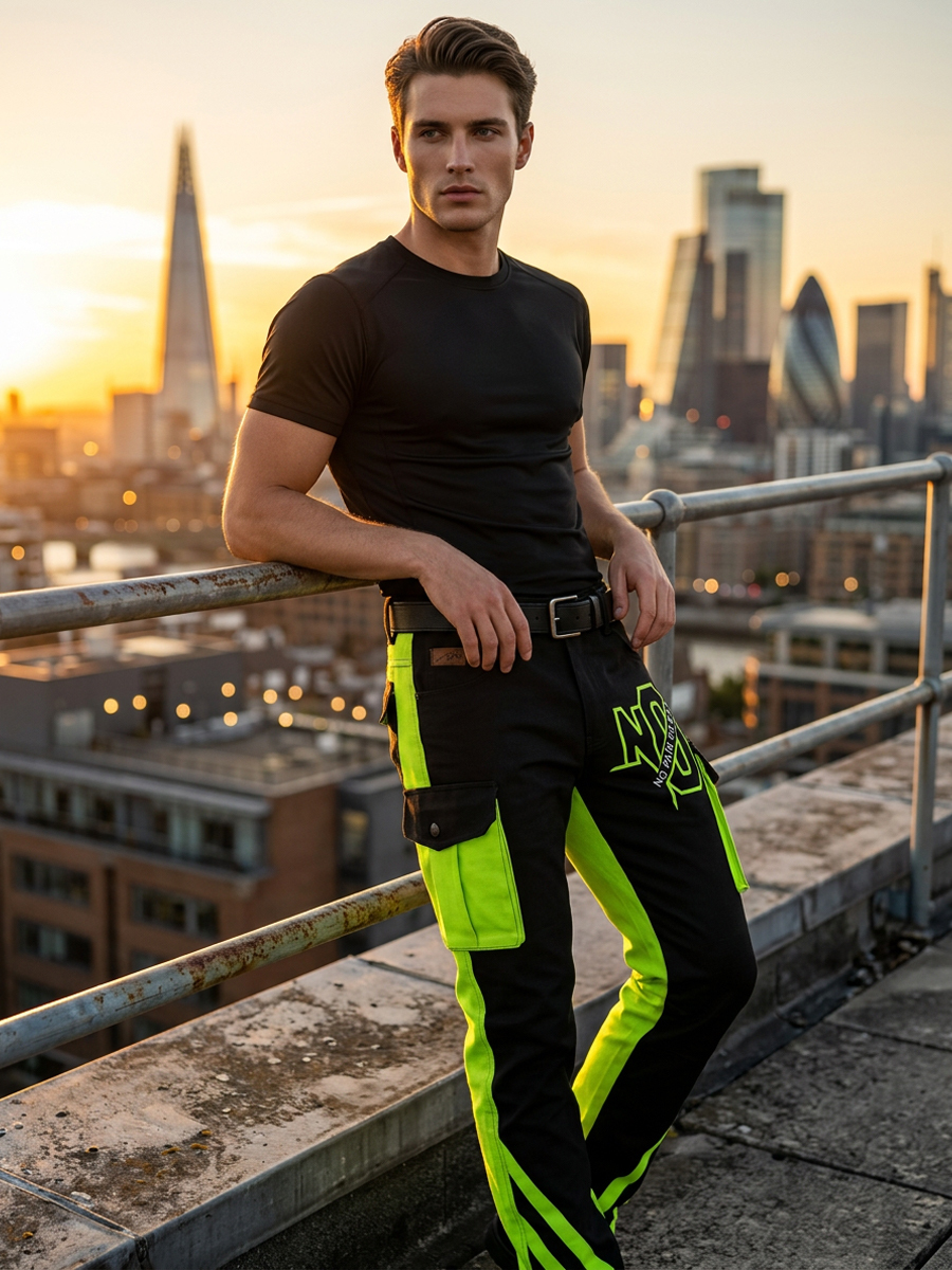 Herren Retro Urlaub Business Kunstprint Freizeit Berufsbekleidung Hose