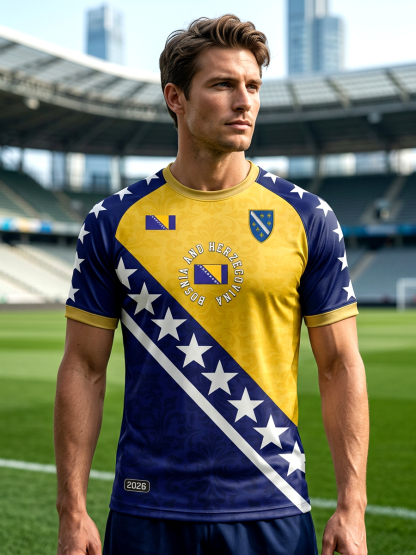 Herren Bosnien ZMAJEVI Fußballfan bedrucktes Kurzarm-T-Shirt
