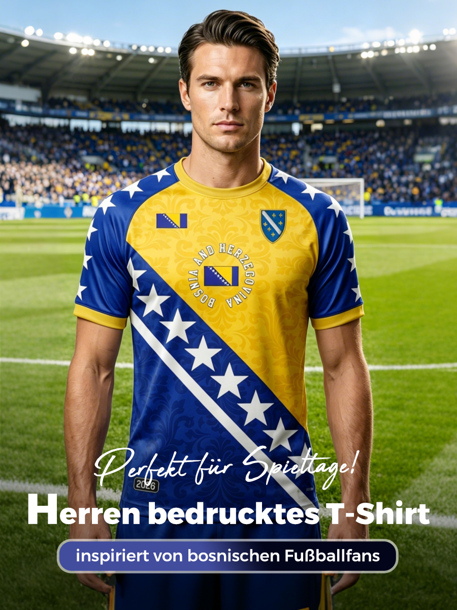 Herren Bosnien ZMAJEVI Fußballfan bedrucktes Kurzarm-T-Shirt