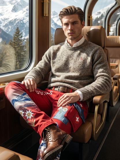 Herren-Cargohosen mit Landschafts- und Blumenmuster