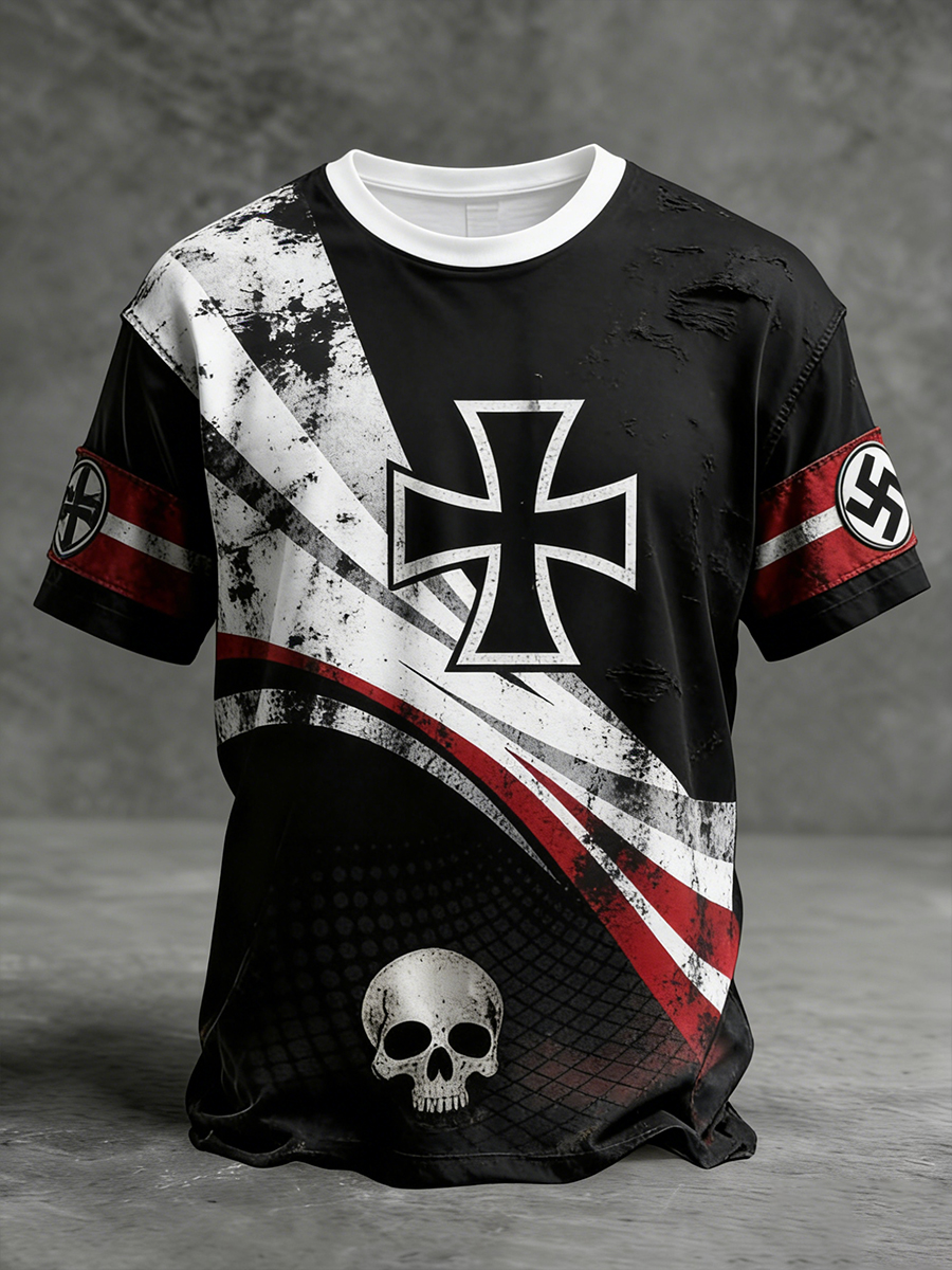 Herren Vintage T-Shirt mit deutscher Flagge im Casual-Style