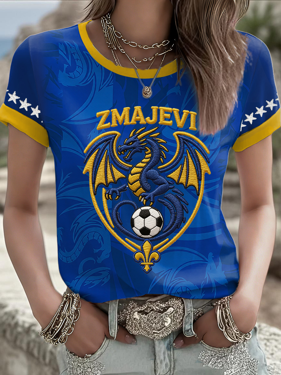 Frauen Bosnien ZMAJEVI Fußball-Liebhaber bedrucktes T-Shirt