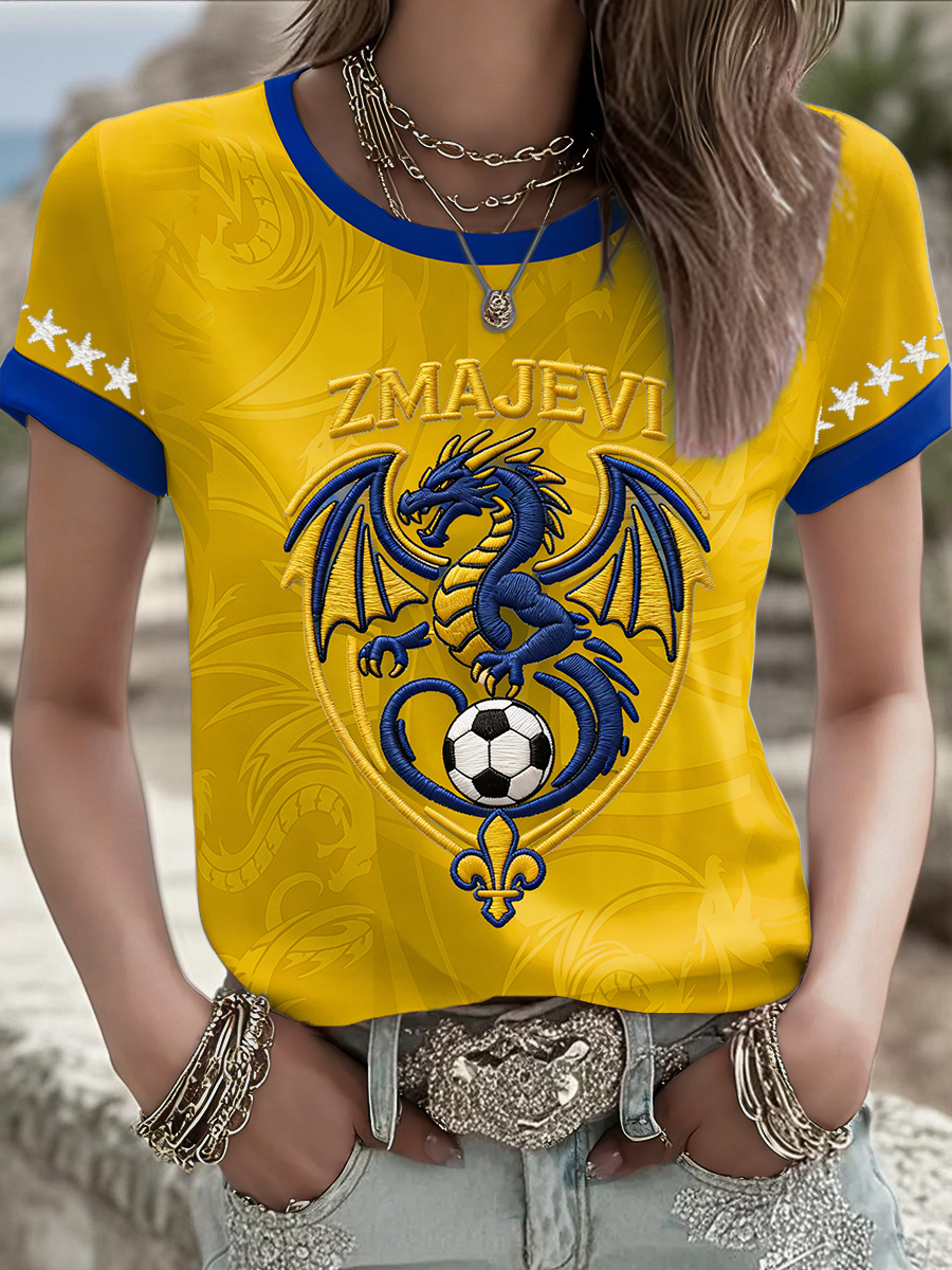Frauen Bosnien ZMAJEVI Fußball-Liebhaber bedrucktes T-Shirt