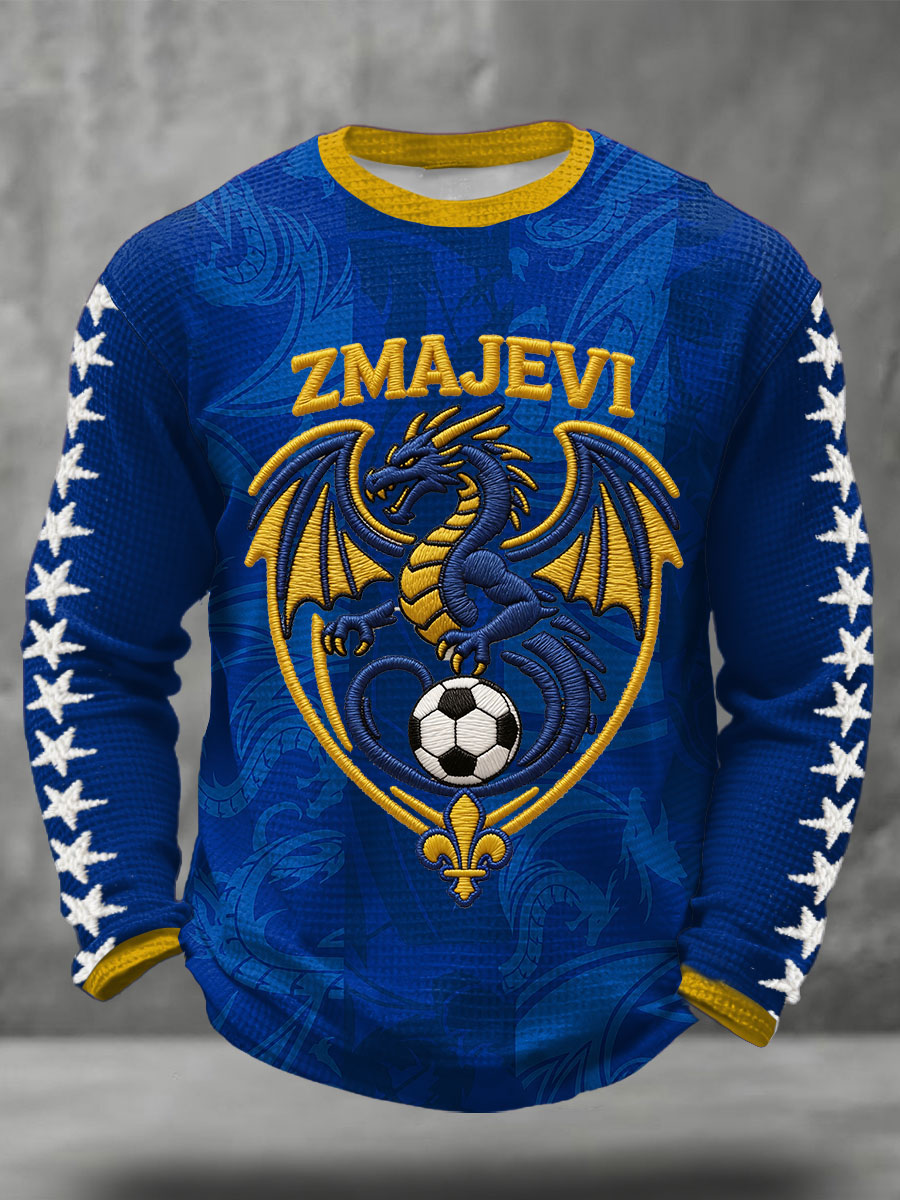 Herren Bosnien ZMAJEVI Fußball-Liebhaber bedruckte Waffel-Oberteile