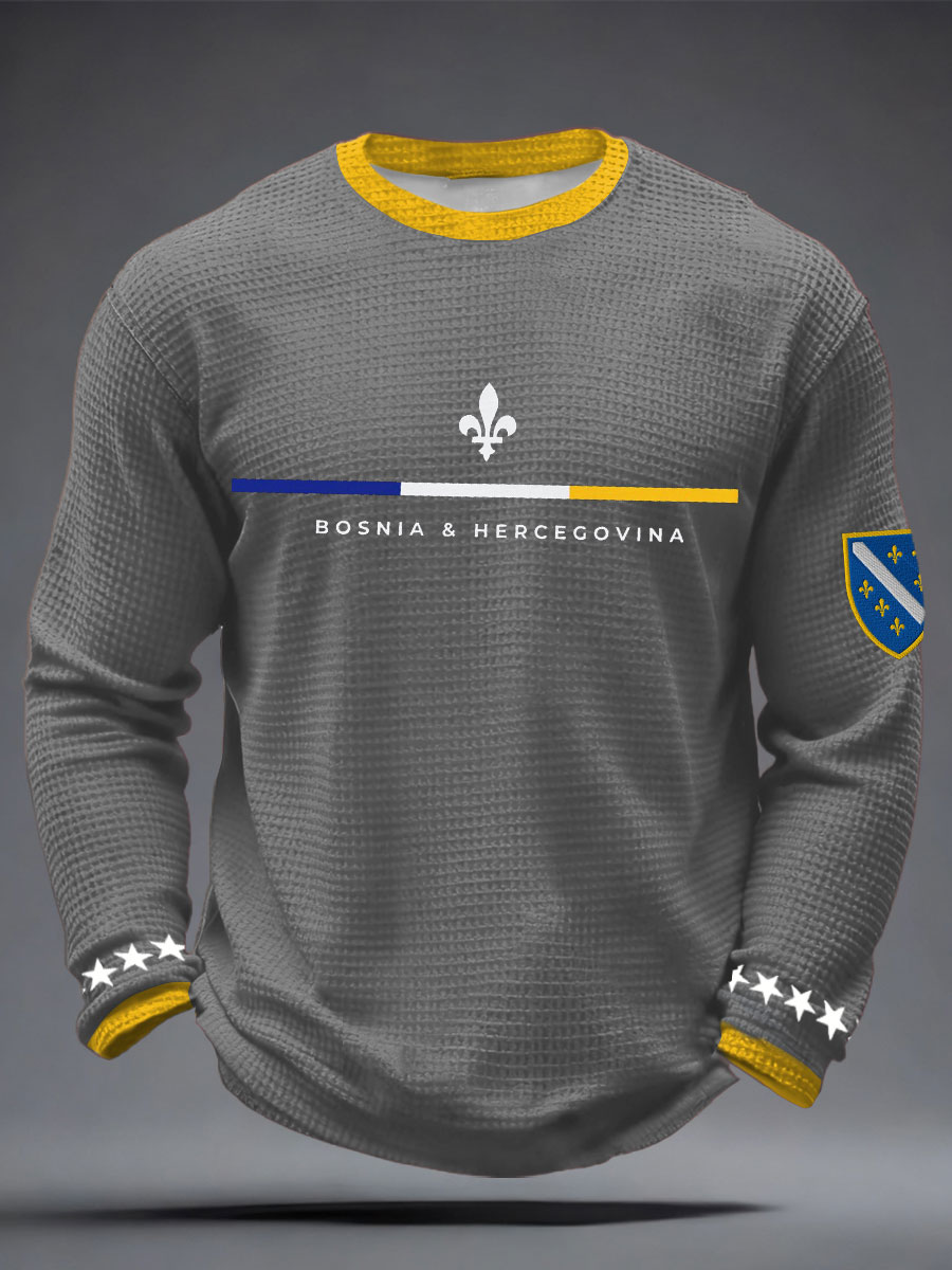 Herren Bosnien ZMAJEVI Fußballfan bedruckte Waffelpullover