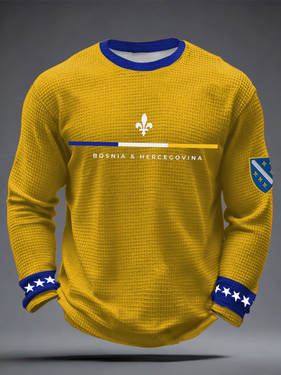 Herren Bosnien ZMAJEVI Fußballfan bedruckte Waffelpullover
