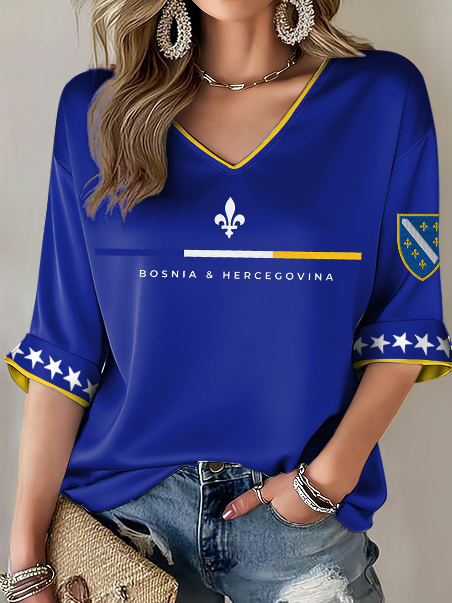 Damen-T-Shirt Bosnien ZMAJEVI mit Fußballmotiv und Aufdruck