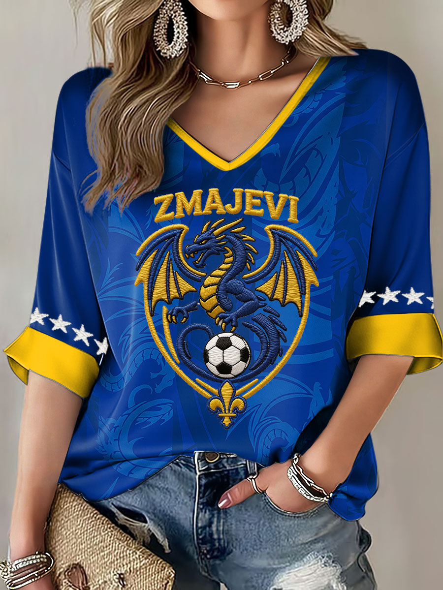 Frauen Bosnien ZMAJEVI Fußball-Liebhaber gedruckt T-Shirt