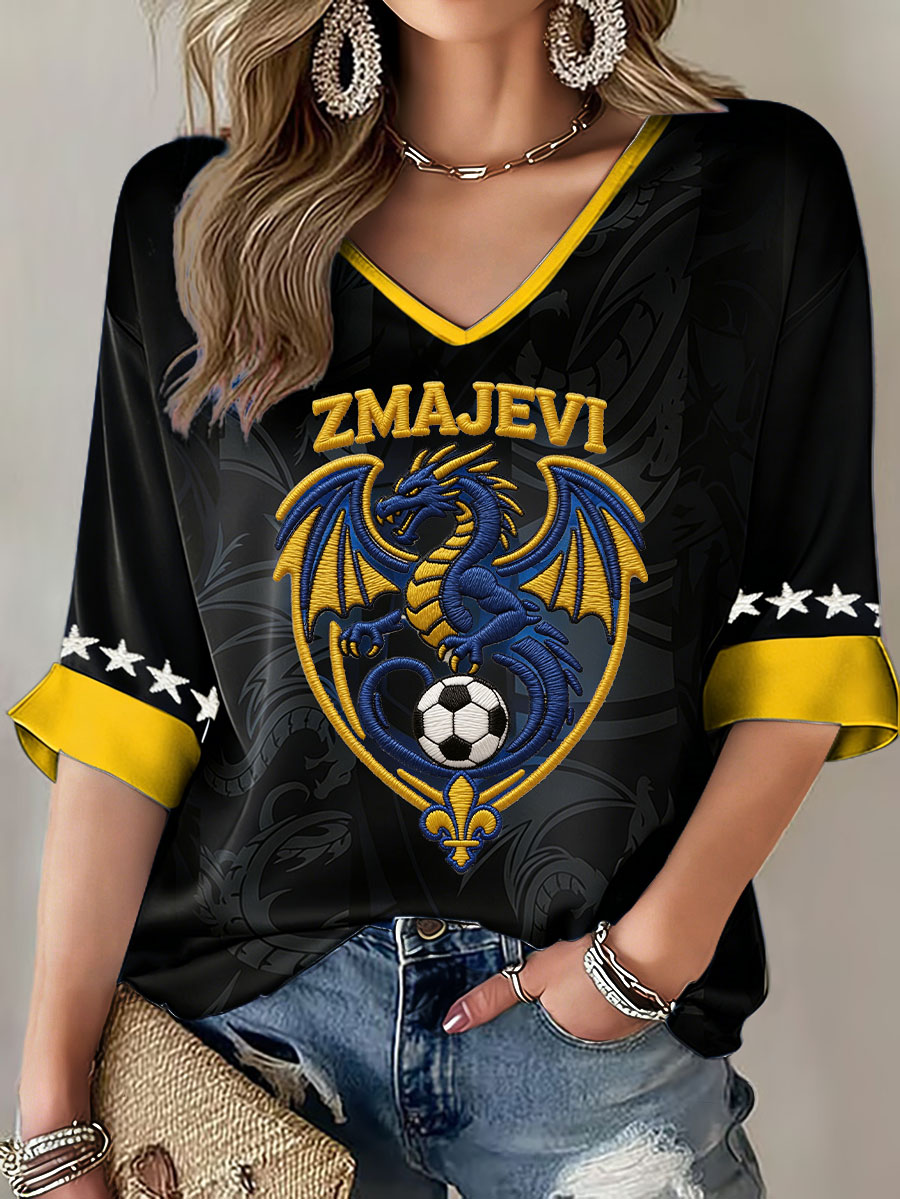 Frauen Bosnien ZMAJEVI Fußball-Liebhaber gedruckt T-Shirt