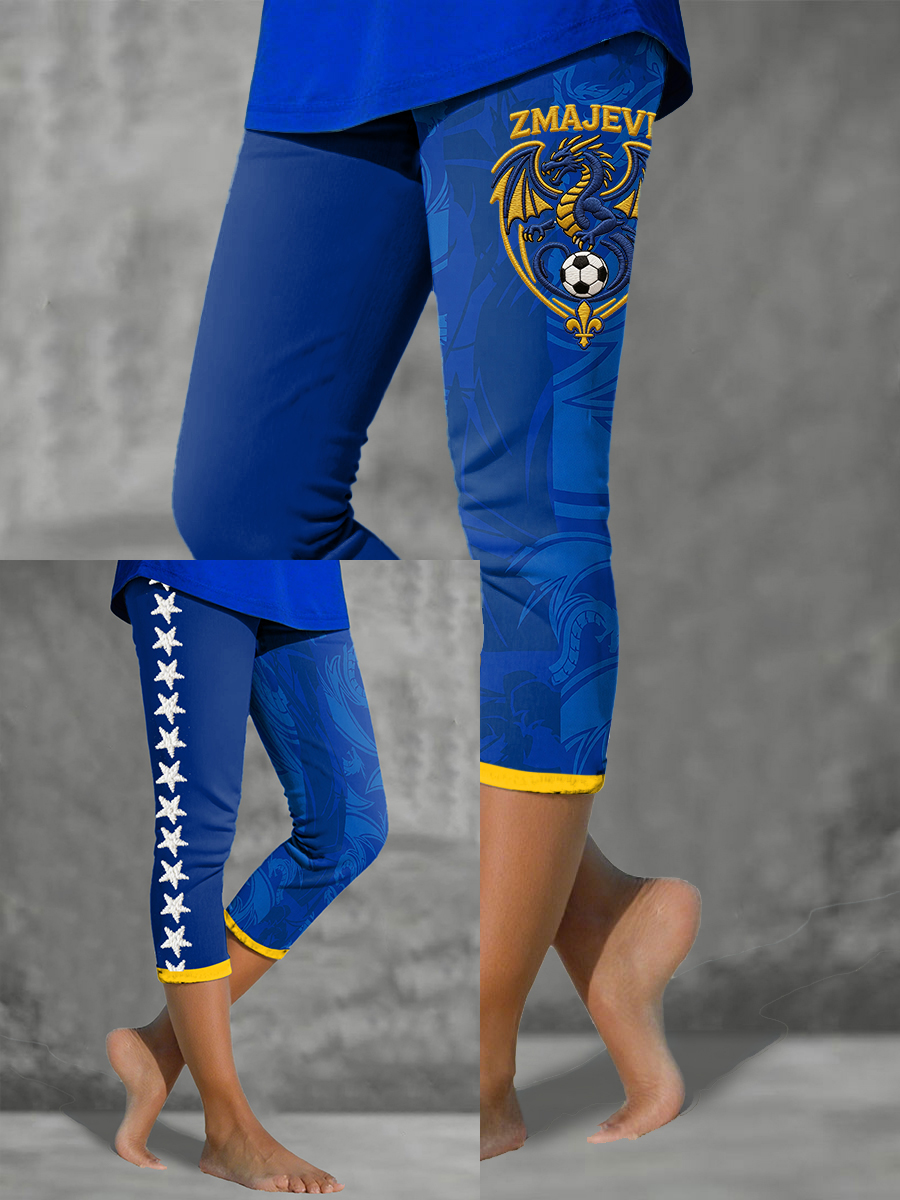 Frauen Bosnien ZMAJEVI Fußball-Liebhaber bedruckte Leggings