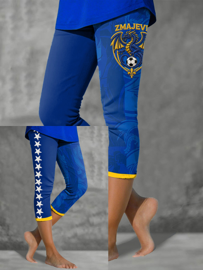 Frauen Bosnien ZMAJEVI Fußball-Liebhaber bedruckte Leggings