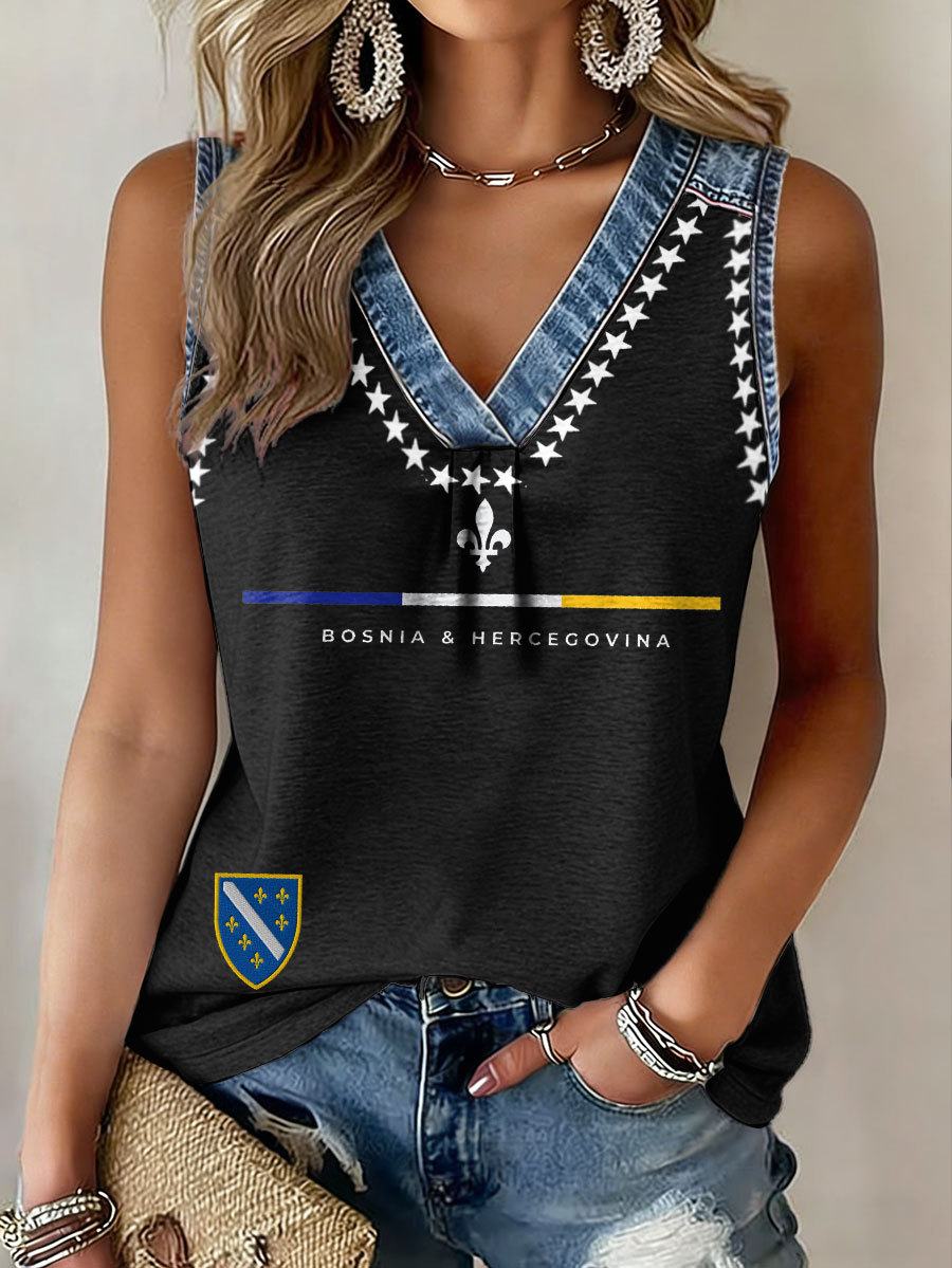 Damen Bosnien Fußballfan ZMAJEVI bedruckte Tanktops