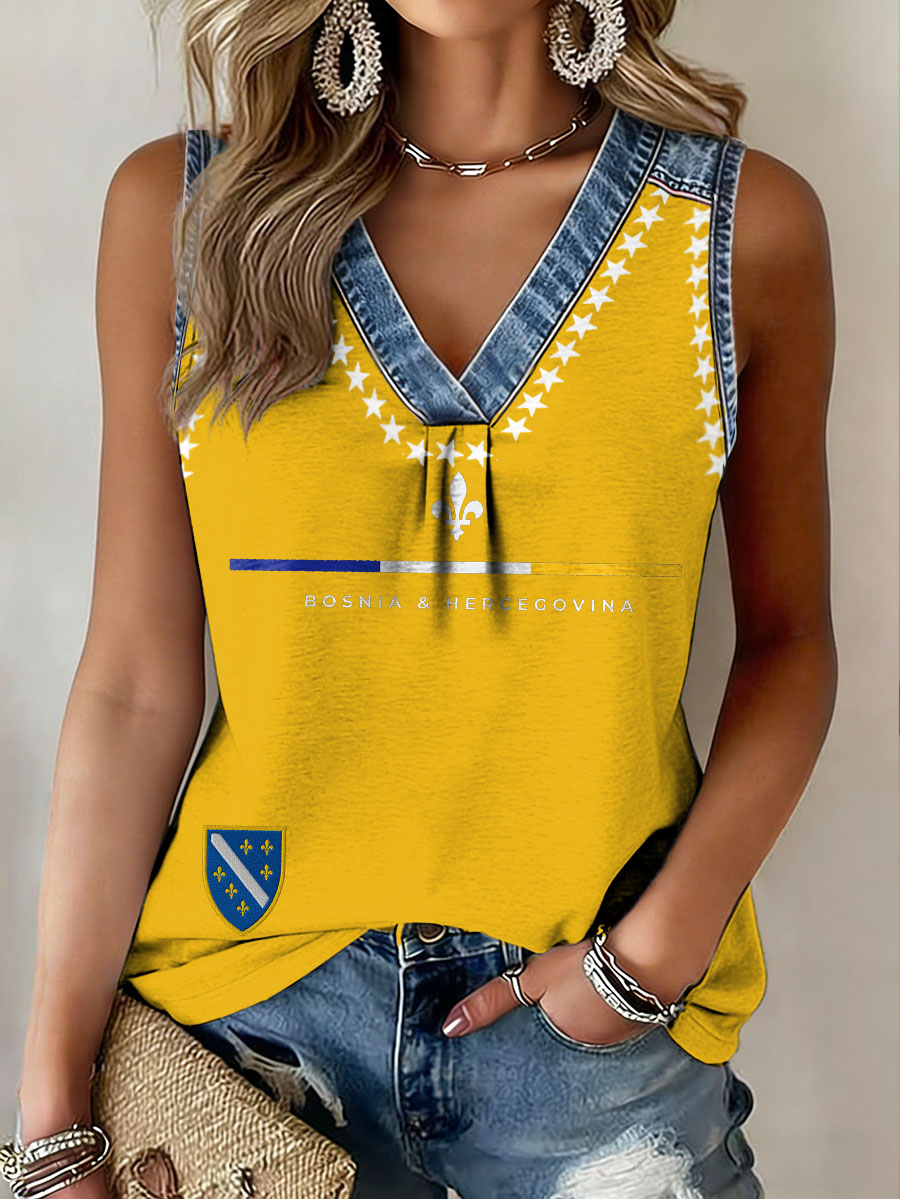 Damen Bosnien Fußballfan ZMAJEVI bedruckte Tanktops