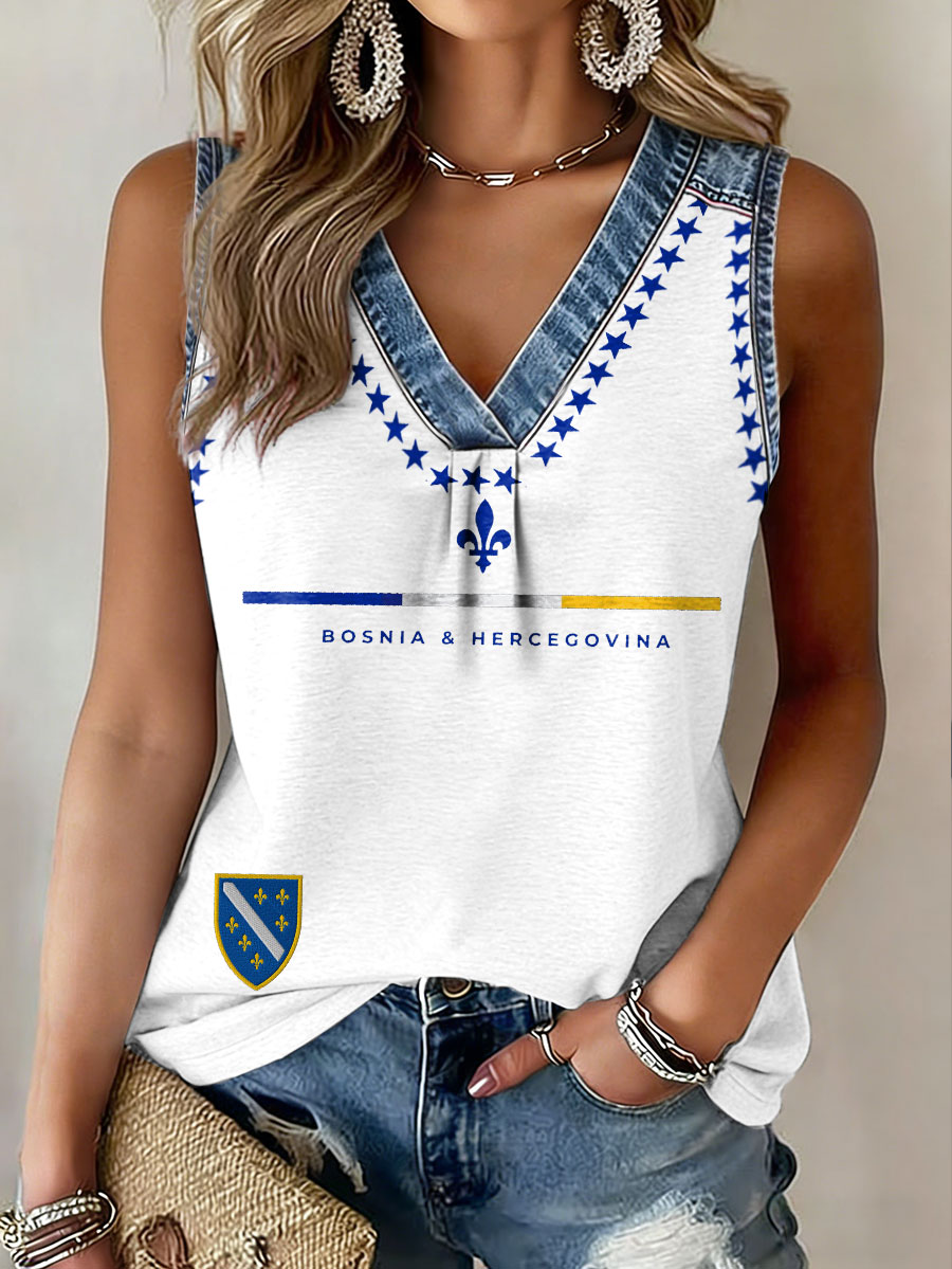 Damen Bosnien Fußballfan ZMAJEVI bedruckte Tanktops