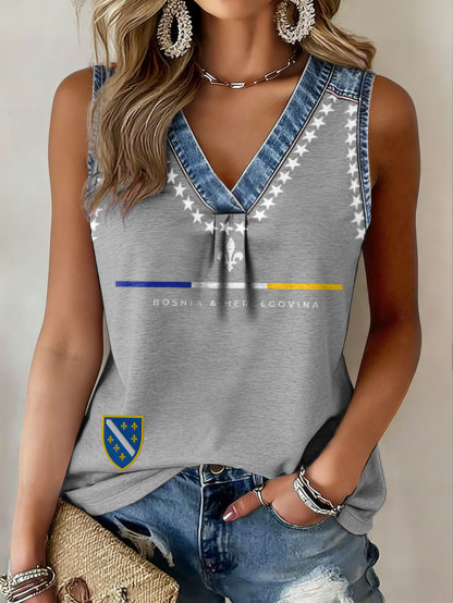 Damen Bosnien Fußballfan ZMAJEVI bedruckte Tanktops