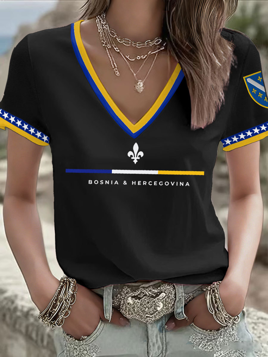 Damen-T-Shirt mit Bosnien-Fußballmotiv und ZMAJEVI-Print